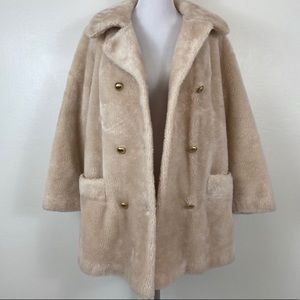 Vintage Oversized Beige Teddy Coat Jacket
